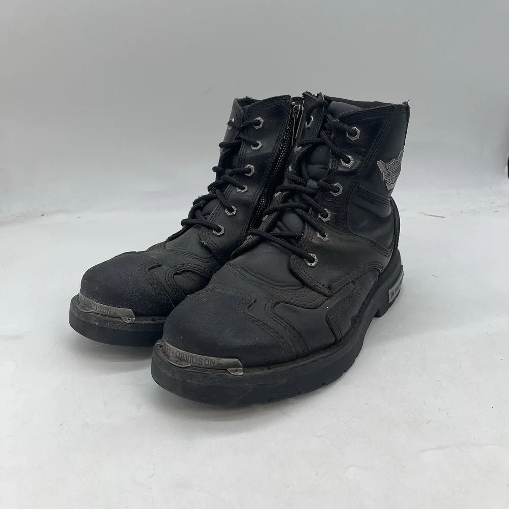 HARLEY-DAVIDSON Boots Mens 10.5 Stealth Motorcycle Riding Side Zip Black Biker